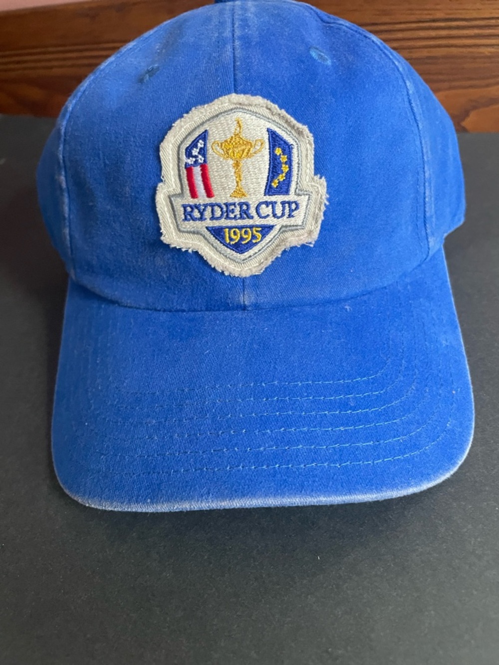 American Needle Royal Blue Hat with Red Label